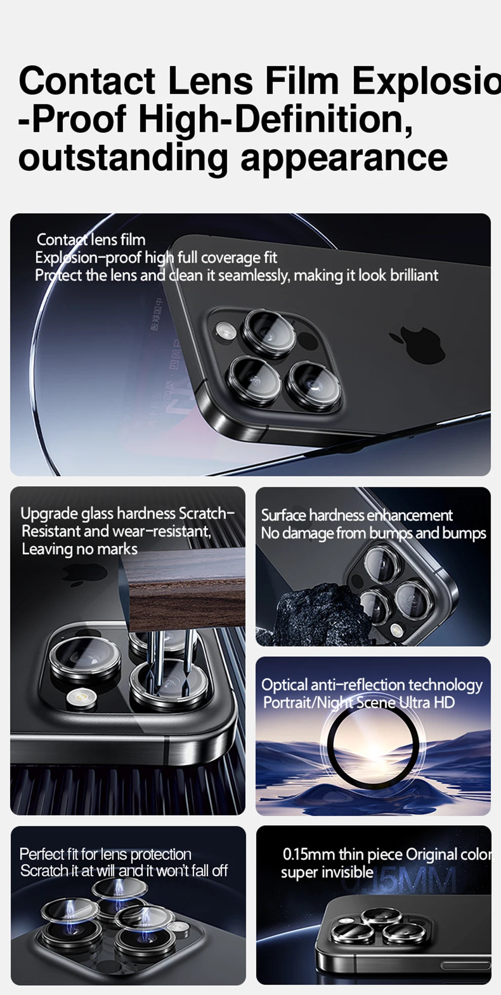 SmartDevil Camera Lens Glass Protector for iPhone 17 / 16 Pro Max