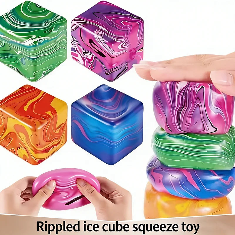 Colorful Frosted Ice Cube Squishy – TPR Slow-Rebound Fidget Toy