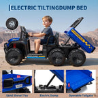 🚜⚡ 24V 2-Seater Kids Ride On Dump Truck 4WD Electric Car with Remote Control, Dump Bed, 3 Speed Modes, Music & LED Lights