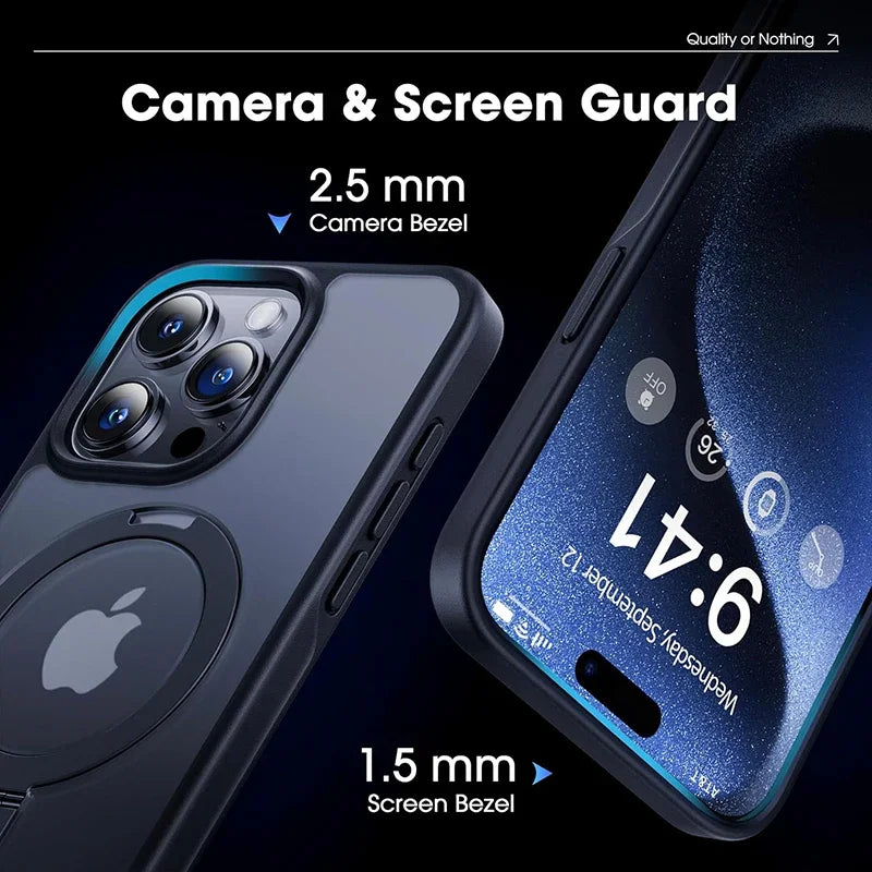 Matte Magnetic Ring Stand Case for iPhone – Ultra Slim Cover