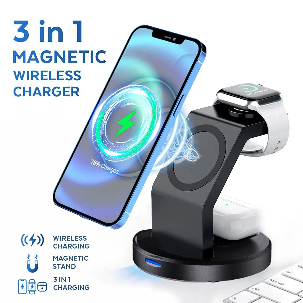 3-in-1 MagSafe Wireless Charger Stand – Fast Charging Station