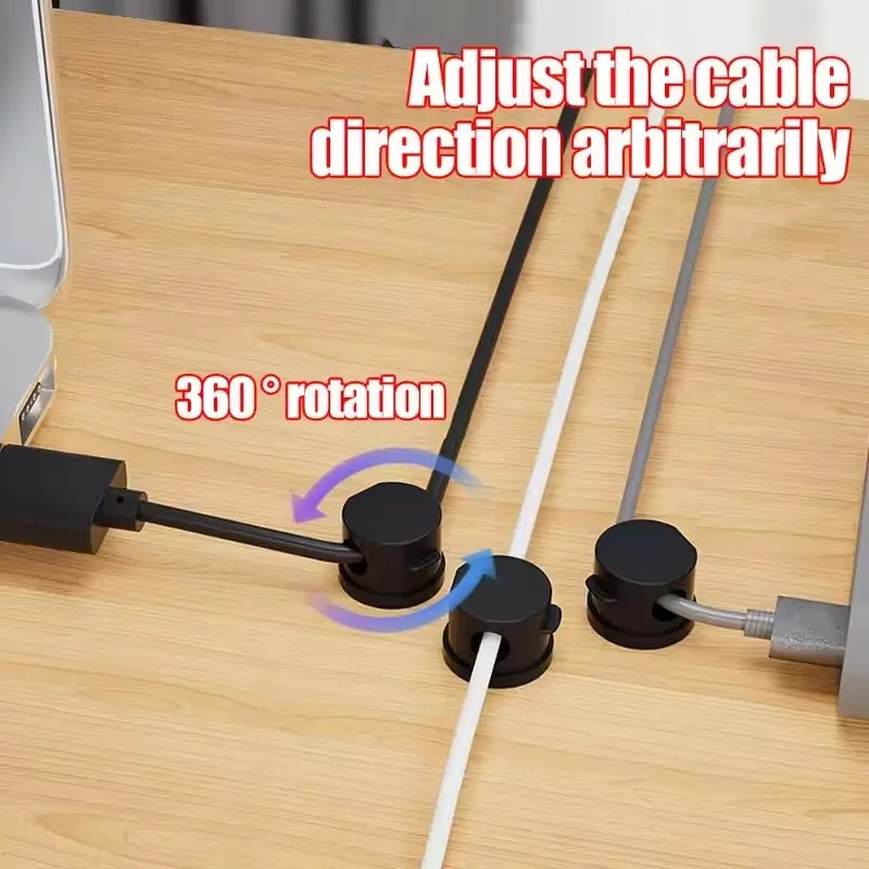 🧲🔄 360° Rotation Magnetic Cable Clip – Adhesive Wire Organizer