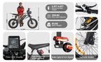 1500W Mountain Electric Bike 48V 15Ah Lithium Battery 20" Fat Tire Adult eBike, 31 MPH Max Speed, 65 Mile Range, Shimano 7-Speed