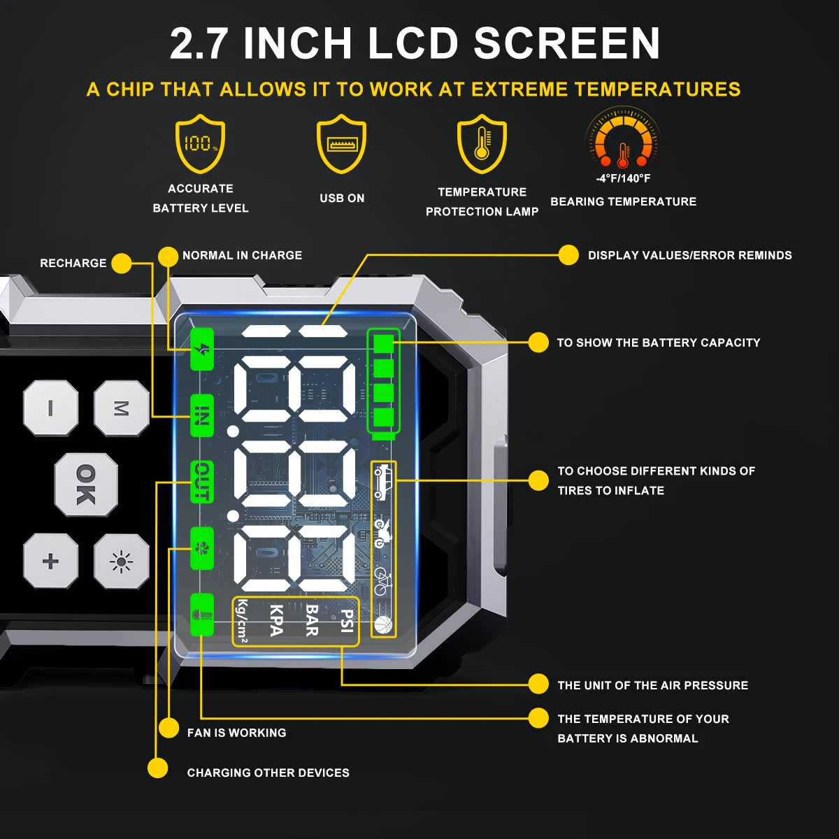 🚗⚡ Car Jump Starter with Air Compressor – 6000A Powerful Booster, 21800mAh Portable Battery Charger with LCD Screen