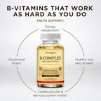 Vitamin B Complex-Contains Vitamins B1, B2, B3, B6, B5, B12 - Replenish Energy, Fight Stress and Enhance Immunity - 120 Capsules
