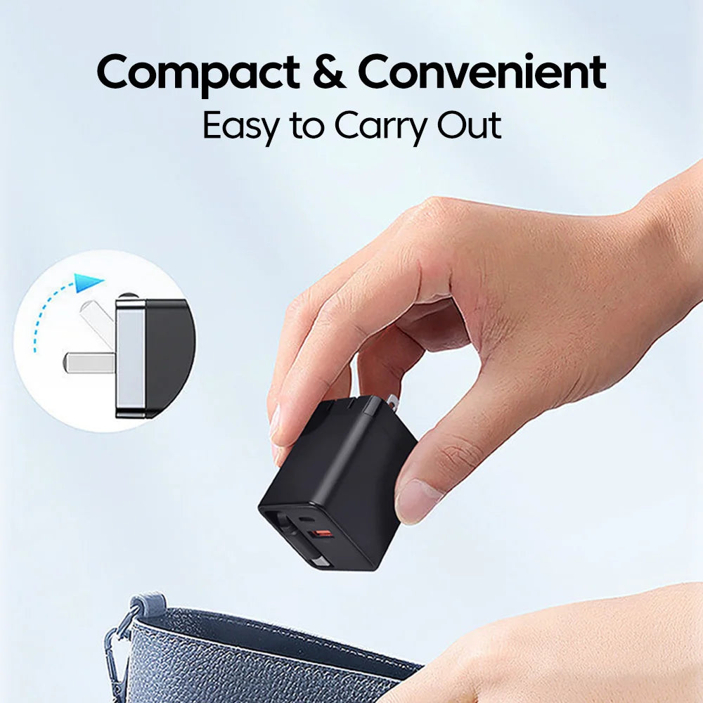 🔌 3-in-1 USB-C 120W Fast Charging Wall Adapter with Retractable Cable ⚡ | Dual Device Smart Charger for iPhone, Samsung & Google Pixel | Compact, Stylish & Travel-Ready