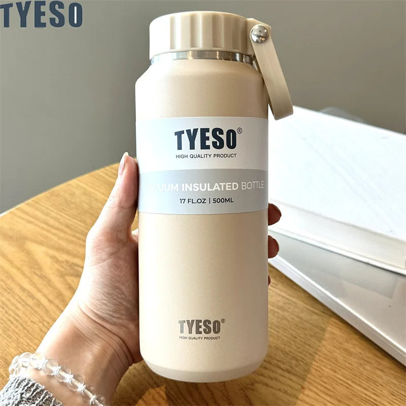 TYESO Large Capacity Insulated Water Bottle – Portable Handle Sport Travel Mug 💧✨