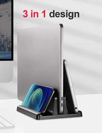 💻📚 Dual-Slot Vertical Laptop Stand – Adjustable Desktop Dock
