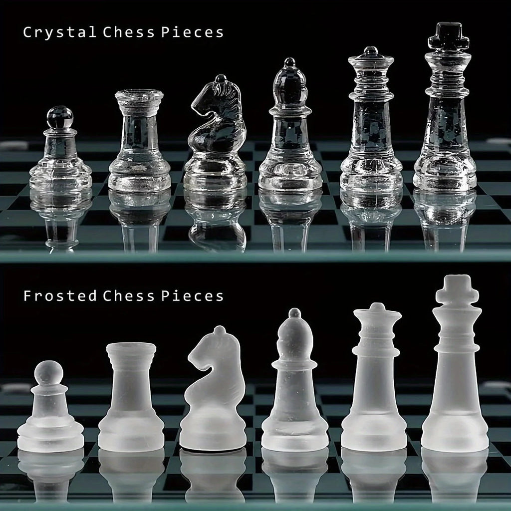 🏆 10" Handcrafted Glass Chess Set ♟️ Premium Quality | Elegant Home Décor ✨ Perfect for Game Nights & Chess Lovers
