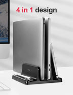 💻📚 Dual-Slot Vertical Laptop Stand – Adjustable Desktop Dock