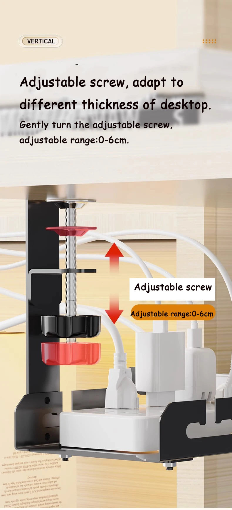🔌🗂️ Telescopic Under Desk Cable Management Tray – No Drill Metal Rack