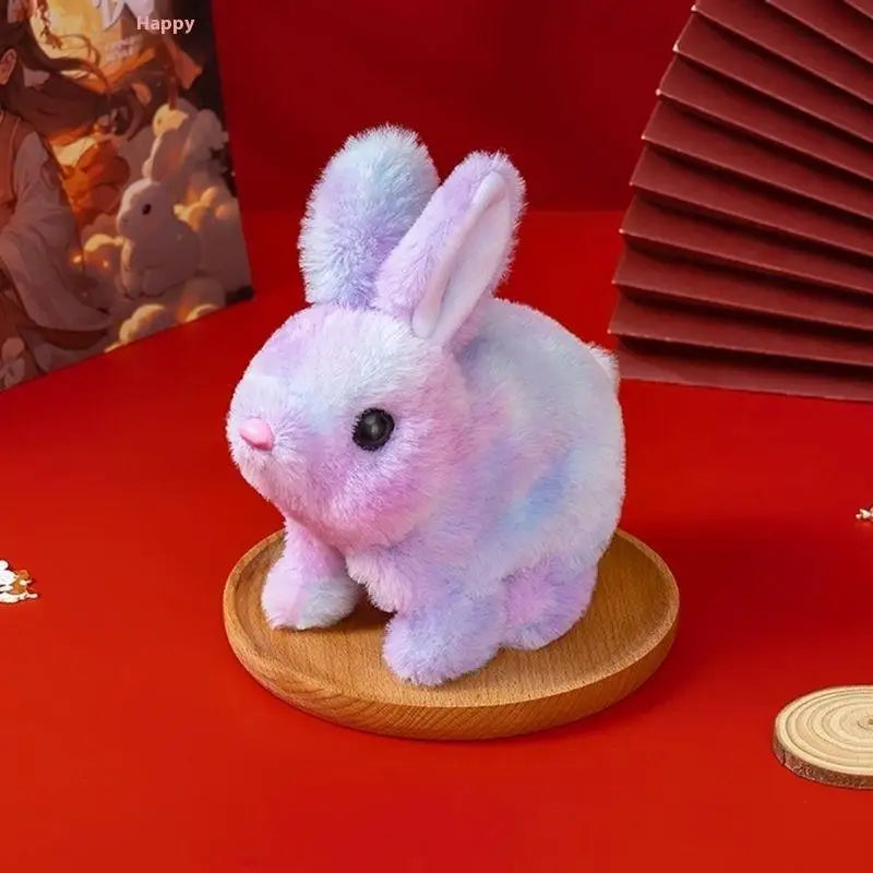 🐰🌈 Colorful Electric Rabbit Toy – Walking Plush Bunny with Flashing Ears | Interactive Gift for Girls & Kids
