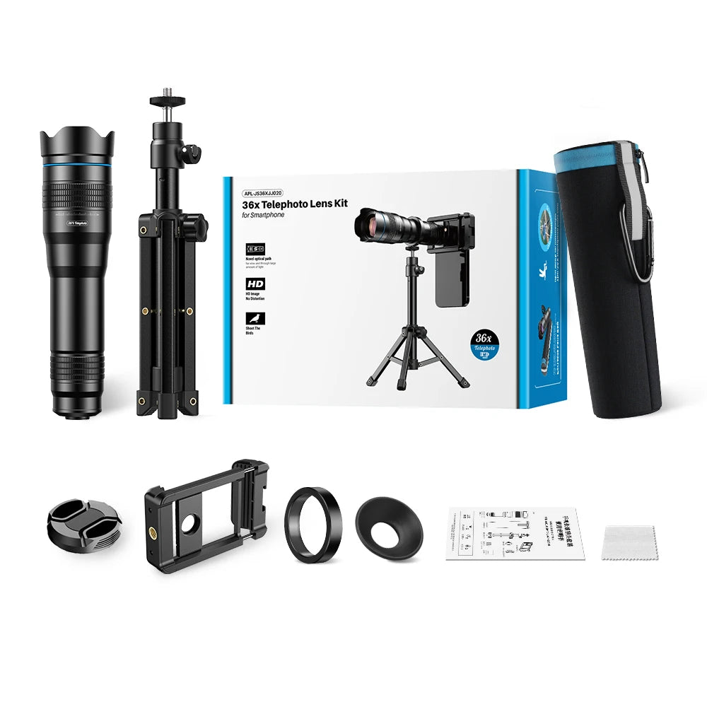 🔭📱 APEXEL 36X Metal Telephoto Zoom Lens with Tripod