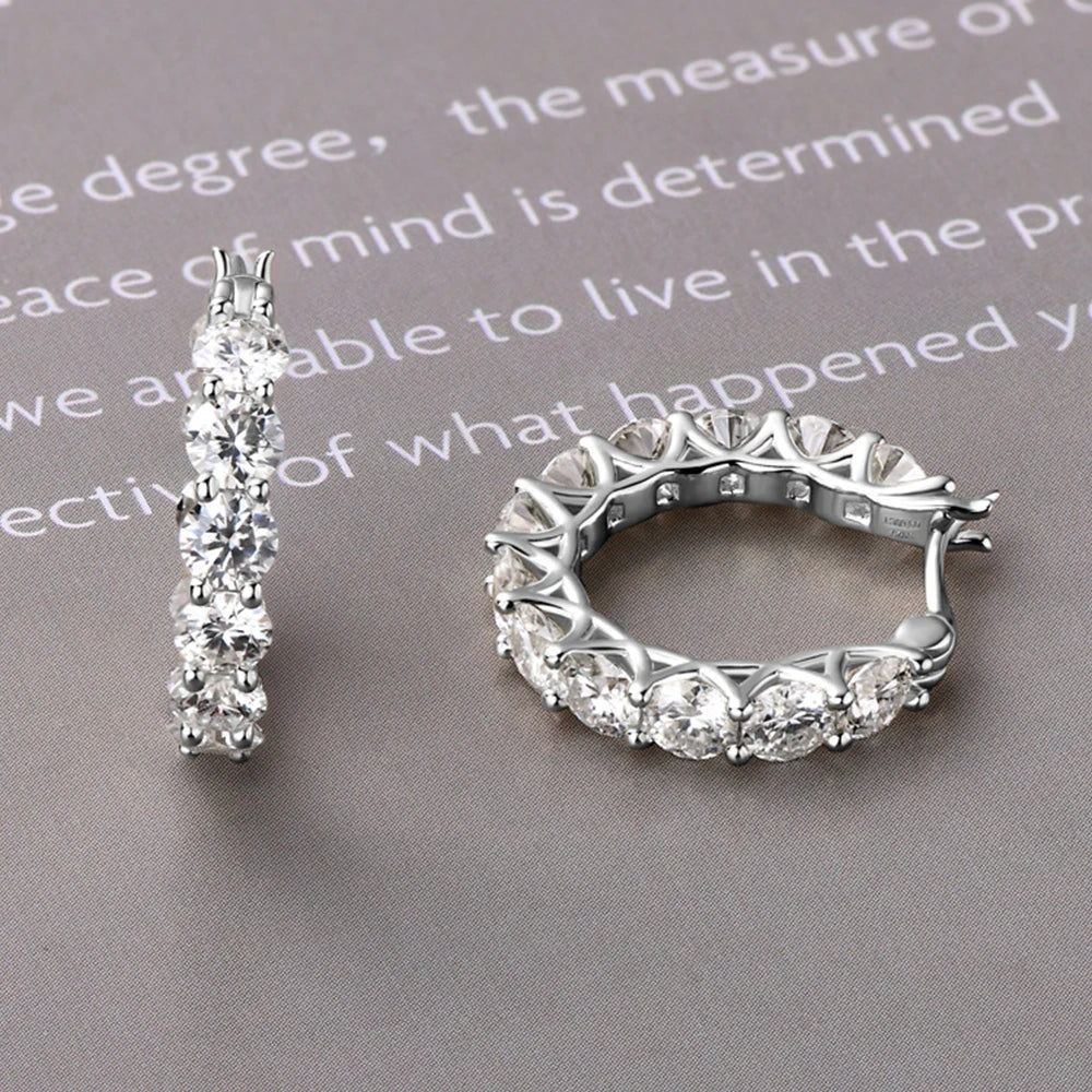 💎✨ Luxury Full Moissanite Hoop Earrings 🤍 | Certified 3.6CT Moissanite Diamond Earrings 💍 | 925 Sterling Silver Wedding Jewelry for Women 👰