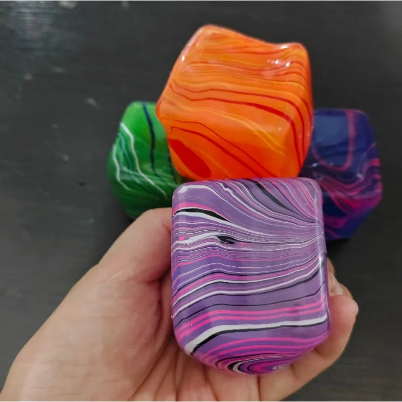 Striped Gel-Filled Squishy Cube – Slow-Rebound Sensory Fidget Toy