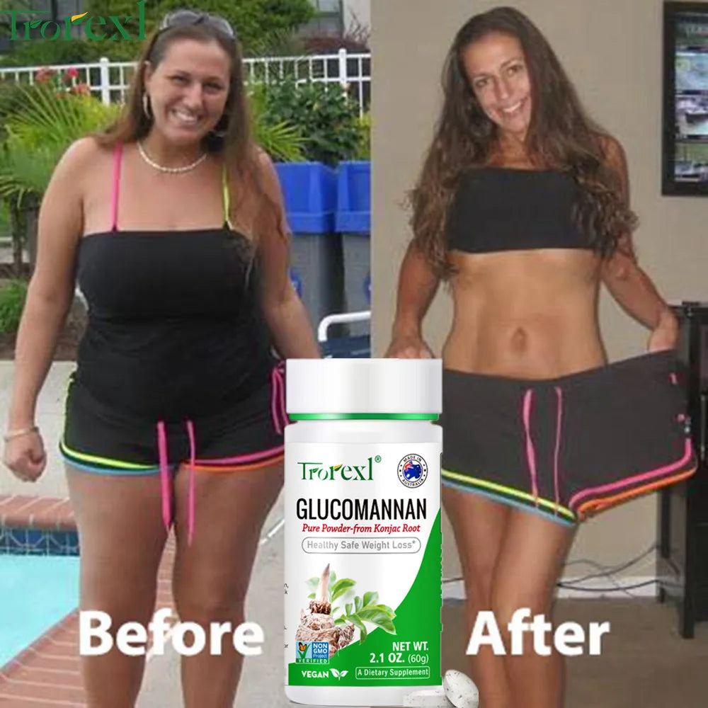 🌿💧 100PCS Glucomannan Powder – Vegan, Non-GMO, Gluten-Free Natural Weight Loss & Appetite Support