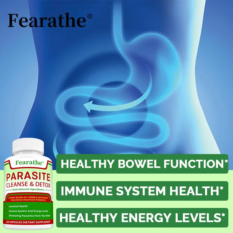 🌿 Parasite Cleanse – Natural Herbal Gut Support | Bowel & Digestive Cleanse | Detox & Immune Support | 30/60/120 Capsules