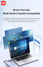 USB-C Hub 8-in-1 USB Extender with SD/TF Card Reader & Audio Port