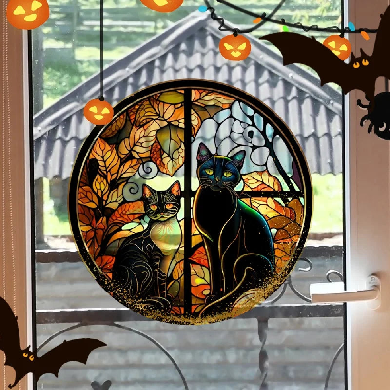 Scary Cat Halloween Window Sticker – Static Cling Décor