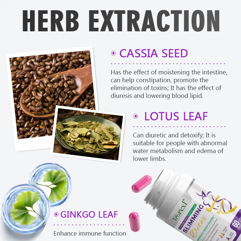 🌿🔥 Cassia Seed & Lotus Weight Loss Pills (60 Caps) – Natural Fat Burner for Women | Safe Slimming Aid, Clinically Tested Formula