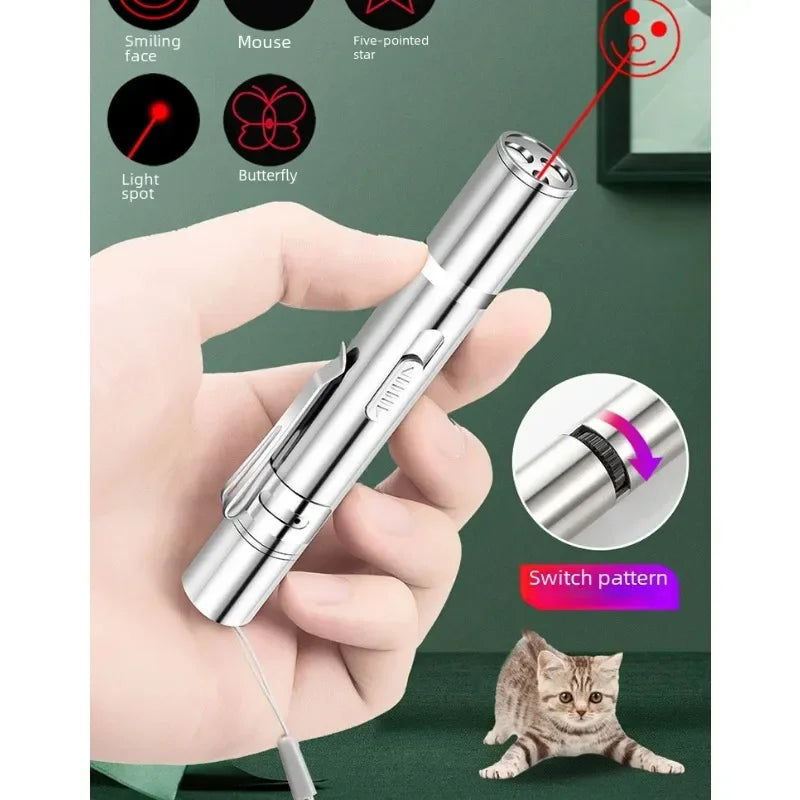 🔴🐾 Multi-Functional USB Rechargeable Infrared Laser Cat Toy – Pattern Projection