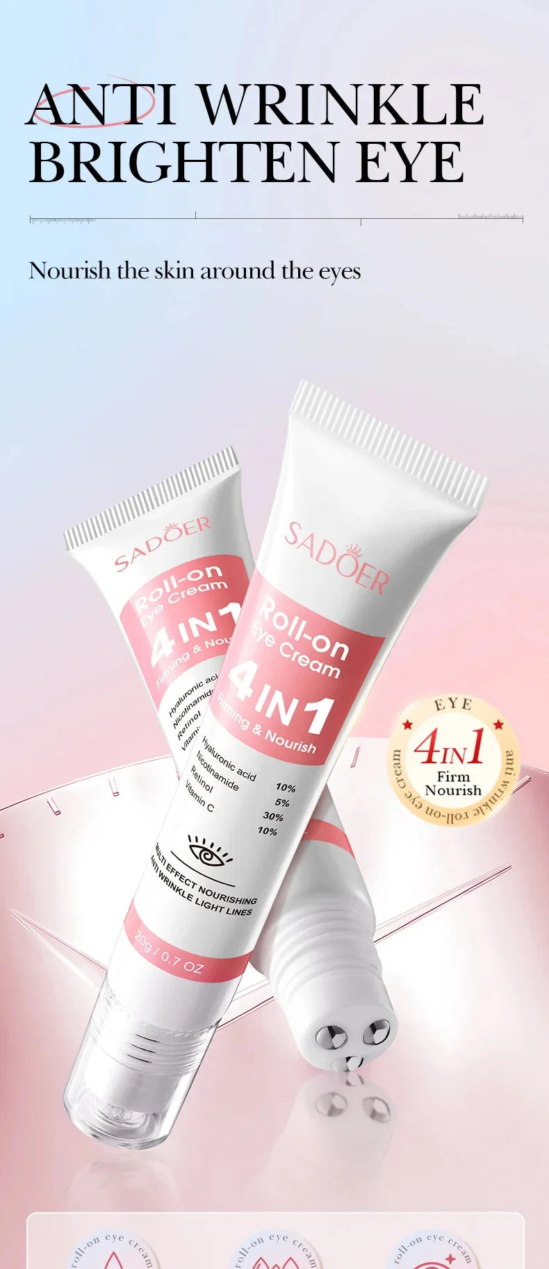 Instant Eye Bag Removal Cream Collagen Anti-Wrinkle Fade Fine Lines Firming Skin Anti Dark Circle Puffiness Brighten Eye Care