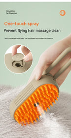 ✨ 3‑in‑1 Pet Electric Steam Brush | Cat & Dog Cleaning Spray Massage Grooming Comb | Retractable Handle | USB Rechargeable Hair Removal Beauty Brush