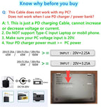 USB‑C to Slim Square Tip PD Charging Cable 100W – Type‑C to Lenovo Yoga/ThinkPad Power Cord Compatible with 65W/90W/100W Laptops