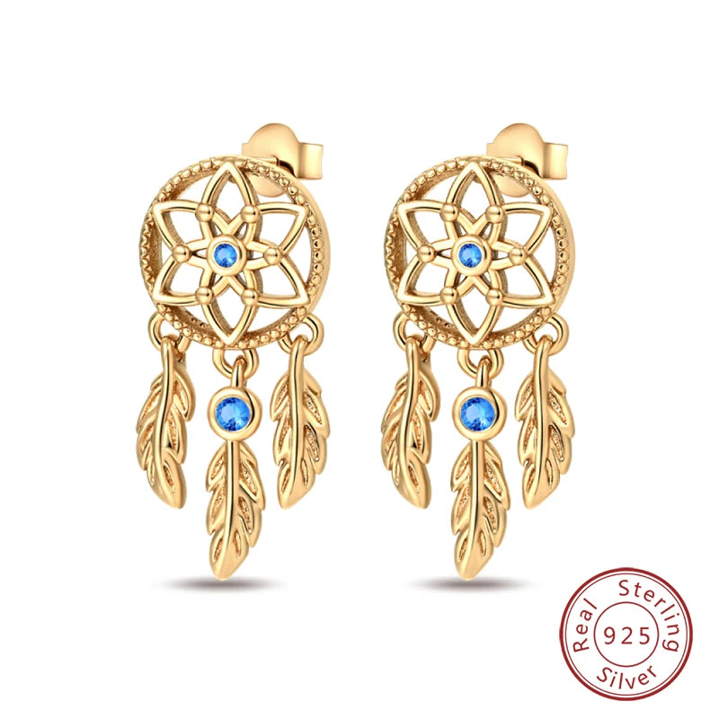🌙⭐🐝 925 Sterling Silver Star Moon Bee Pendant Earrings ✨ | Gold-Tone Sparkling Zircon Luxury Earrings for Women 💎 | Wedding & Engagement Jewelry Gift 👰