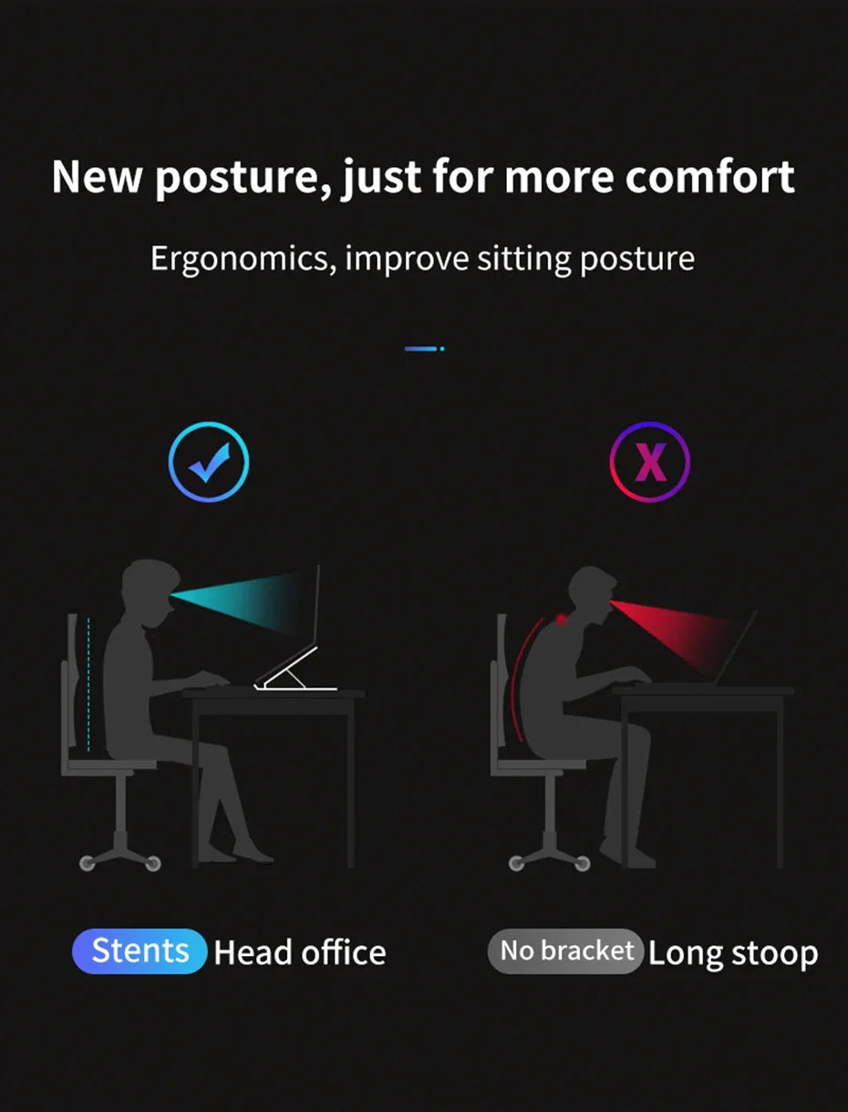 💻📐 Portable Foldable Laptop Stand – Cooling Riser Support Base