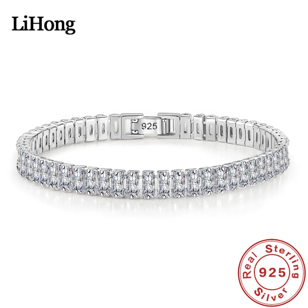 ✨💎 925 Sterling Silver Bracelet with Zircon Crystal 💖 | Elegant Fashion Jewelry for Women 👰 | Engagement & Wedding Glamour Bracelet (18CM)