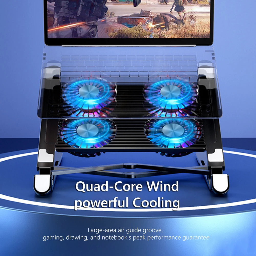 🌈❄️ Laptop Cooling Pad 2/4 Fans – RGB Foldable Stand (11–17.3”)