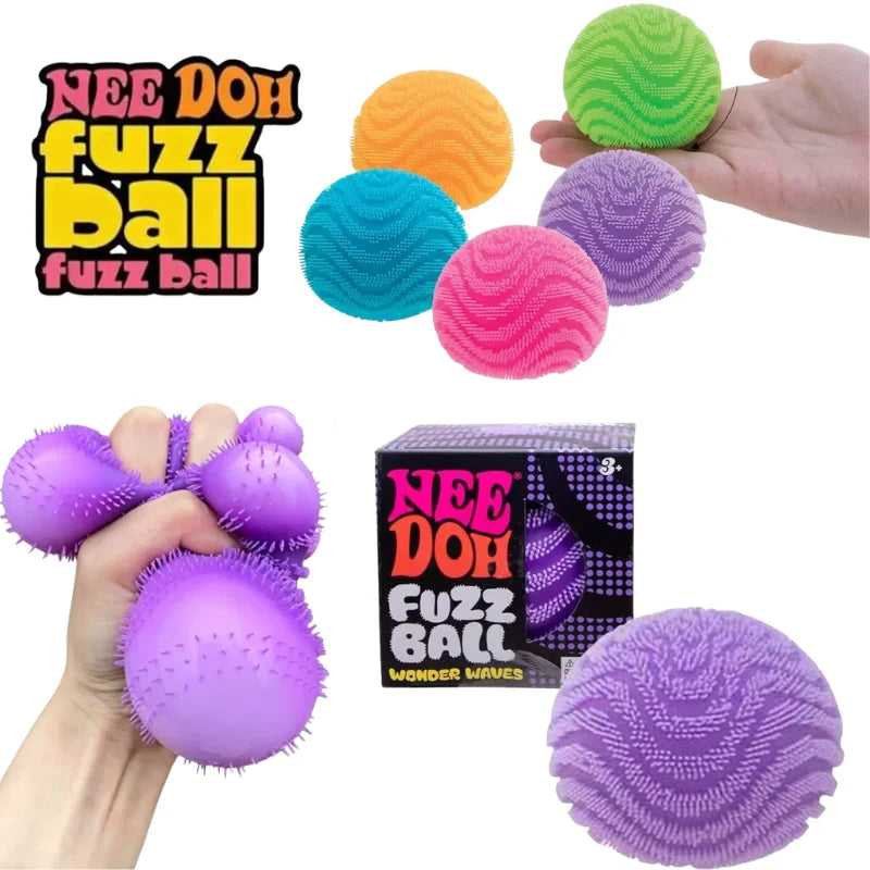 NeeDoh Waves Fuzz Ball – Textured Sensory Squeeze Fidget Toy