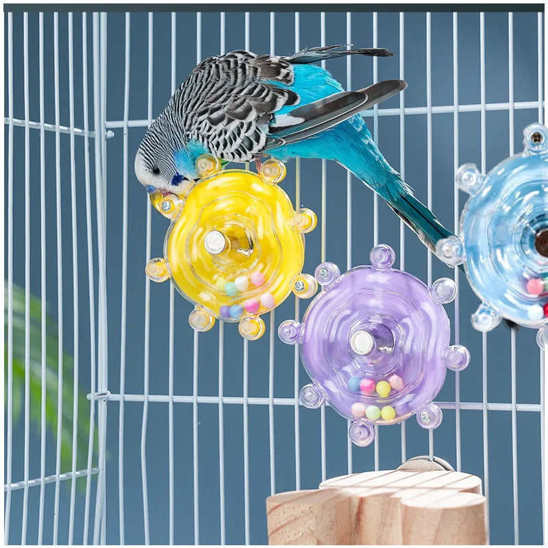 🦜🎡 Parrot Wheel Interactive Hanging Toy with Sound Ball