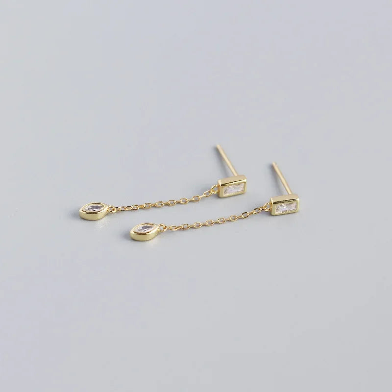 ✨💎 925 Silver Ear Needle Crystal Star Stud Earrings 💖 | Heart Chain Tassel Pendant Earrings for Women 👰 | Party & Wedding Jewelry Accessories 🌟