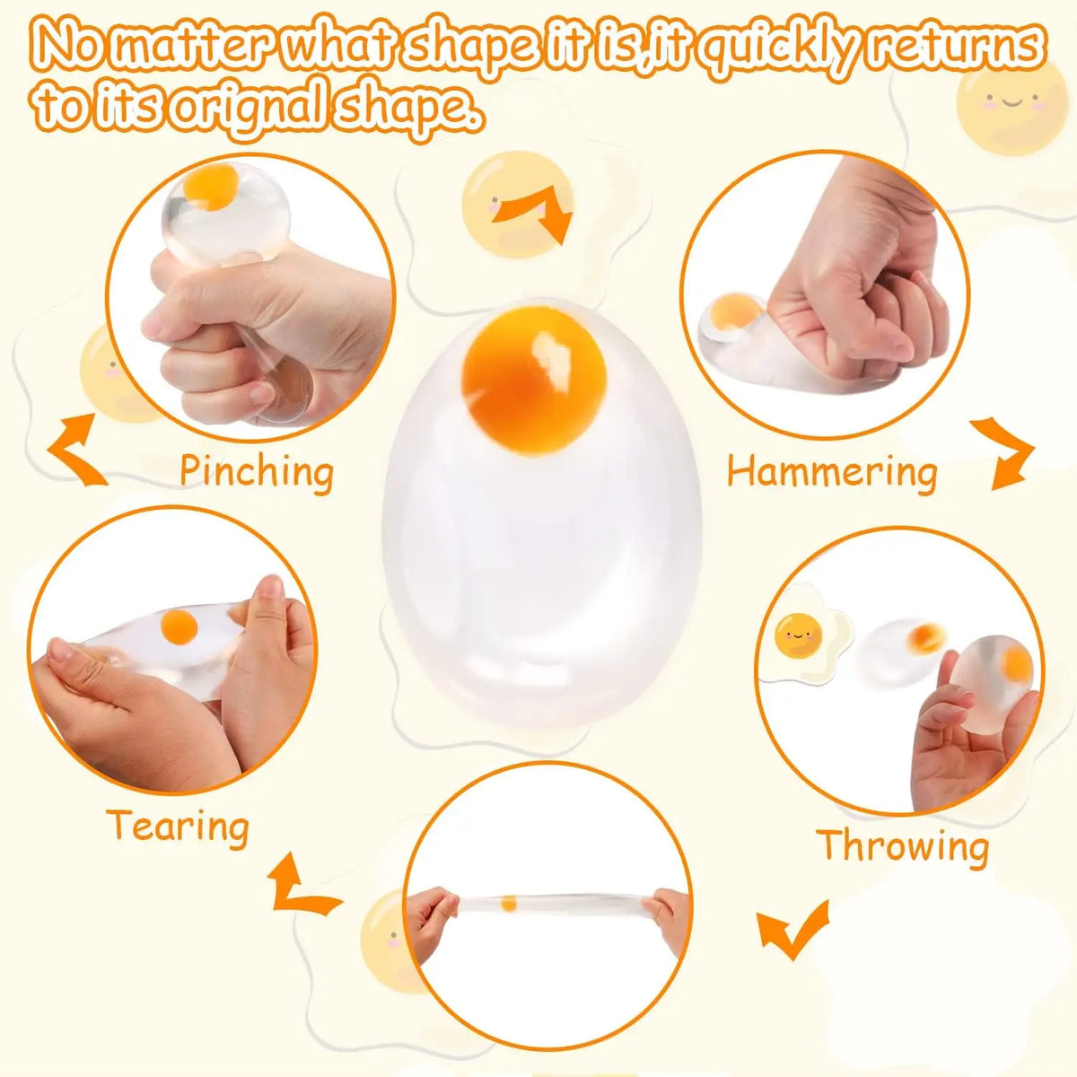 Funky Egg Squishy Ball – Clear Splat Sensory Fidget Toy