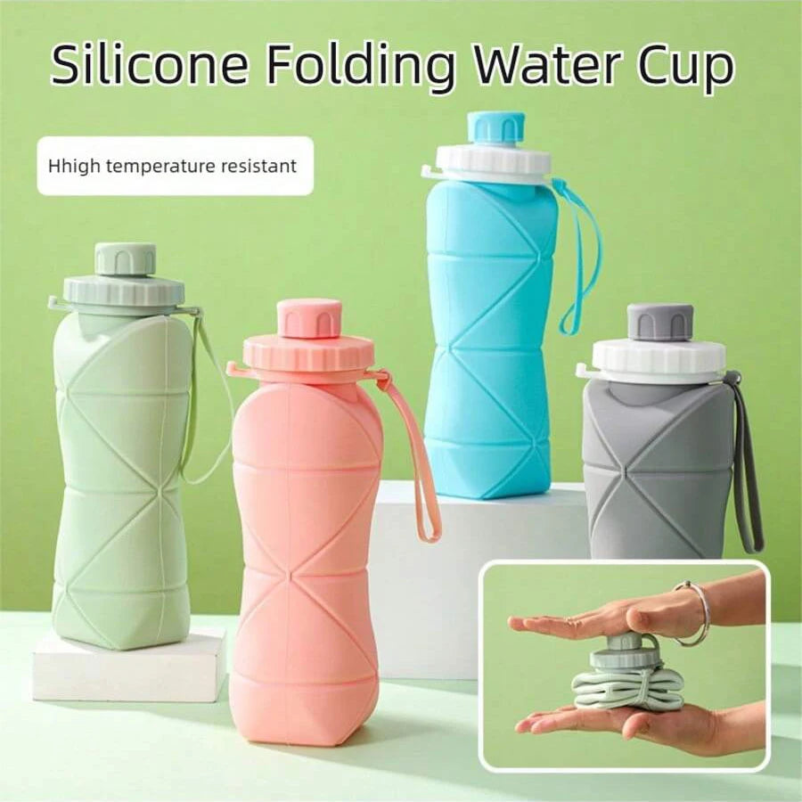600ml Collapsible Silicone Water Bottle – Portable Foldable Travel Cup 💧✨
