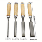 4Pcs Wood Carving Chisel Set 🪵 | Professional Woodworking Tools with Beech Handles (0.24–0.94in)