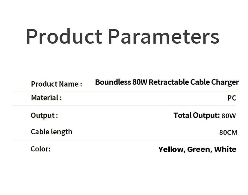 ⚡ 80W USB-C PD Fast Charger with Retractable Cable 🔄 | 100–240V Travel Wall Adapter for iPhone 16, MacBook, Samsung & Pixel 💻📱