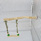🦜🌳 Wooden Parrot Stand Pole Double Layer Swing Toy