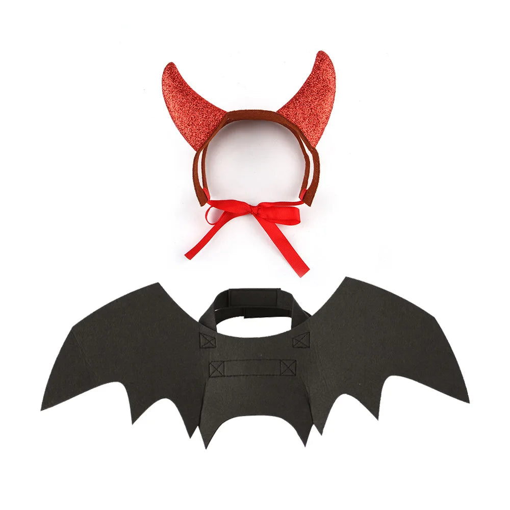 Cat Demon Costume Set – Horns & Bat Wings Halloween Outfit