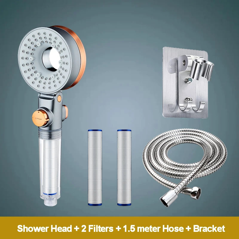 🚿💧 Double-Sided Shower Head – 3 Spray Modes Water-Saving Rainfall Shower with Filter & Booster Nozzle