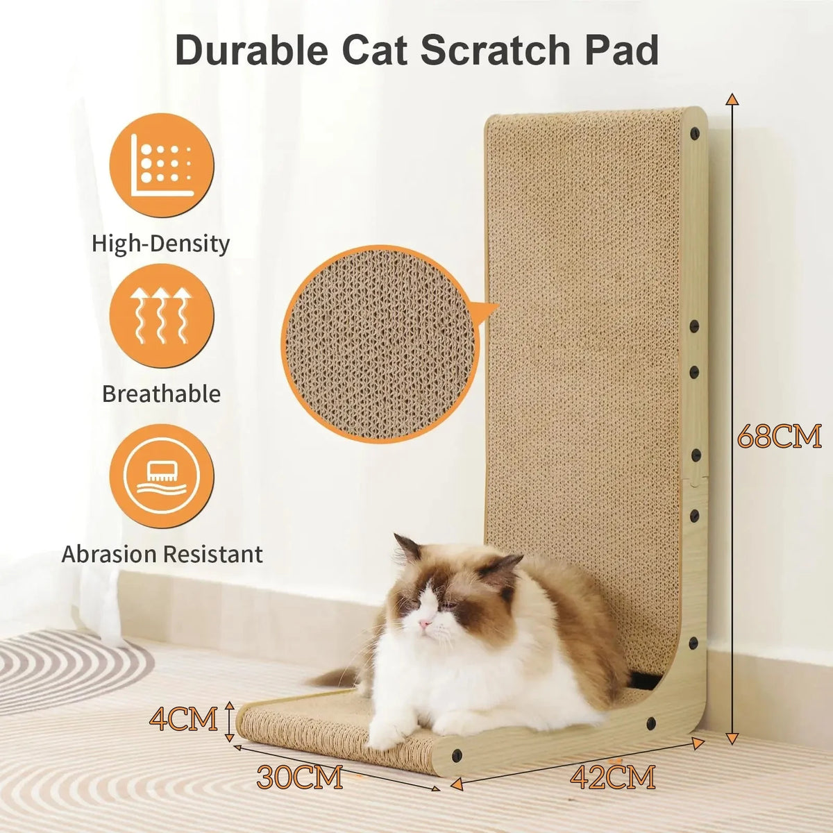 🐾📐 L-Shape Cardboard Cat Scratcher – Wear-Resistant Scratch Post