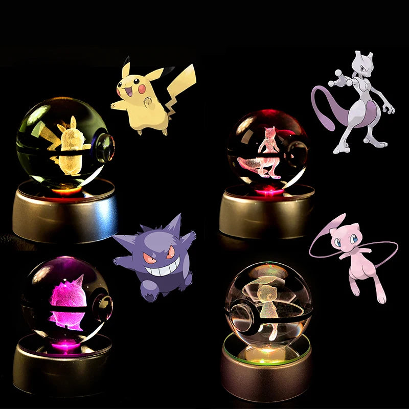 Pokémon Crystal Ball 3D Night Light – Mewtwo, Pikachu & Gengar