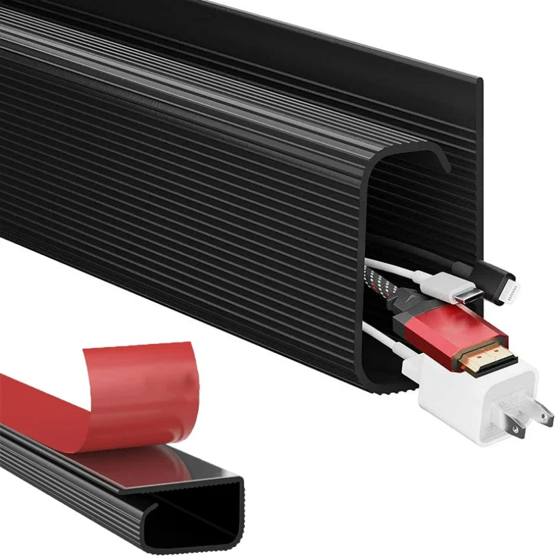 🤍🔌 Channel Desk Cable Organizer – No Drill Under Desk Cable Tray