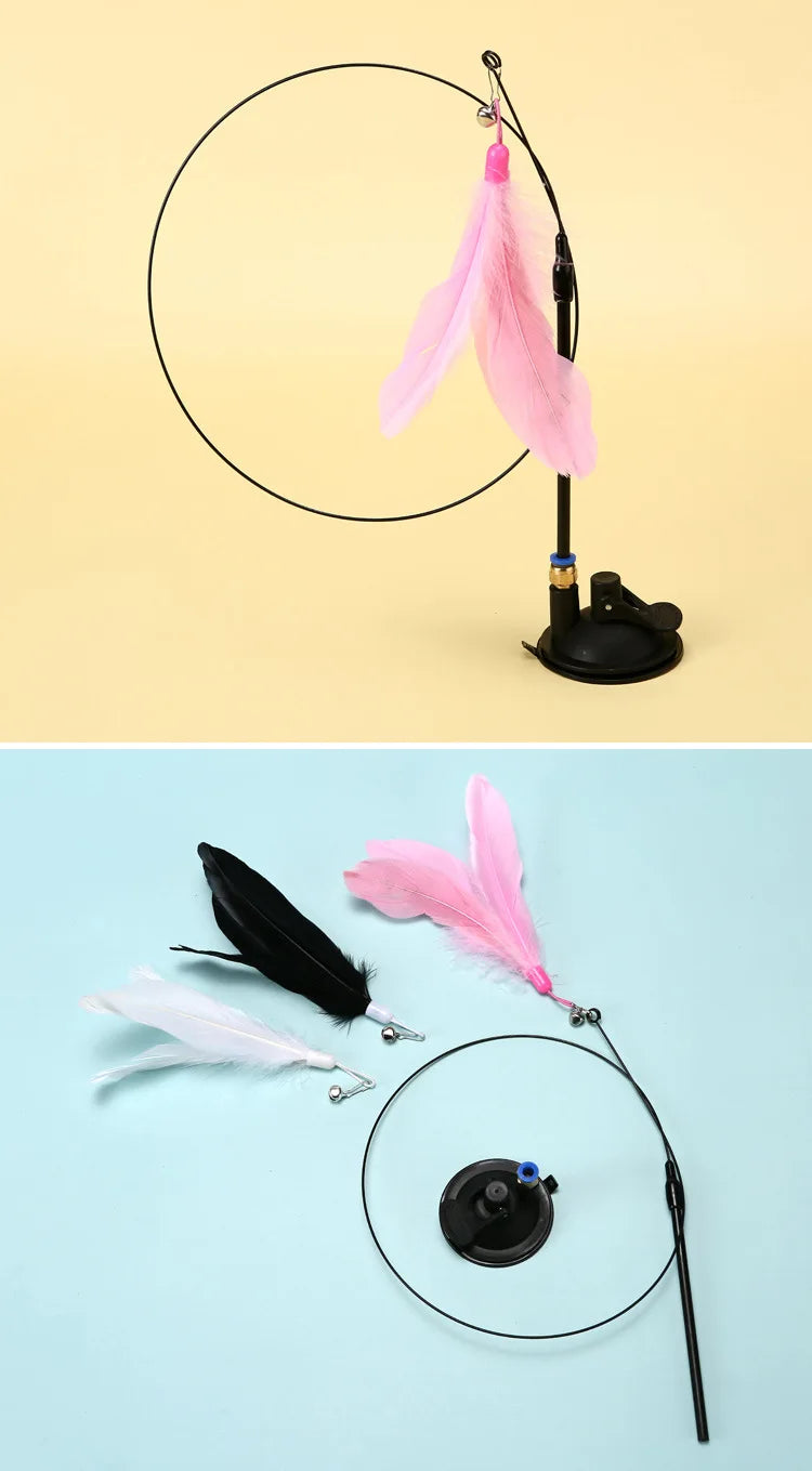 🐱🪄 Hands-Free Interactive Cat Teaser Wand with Suction Cup