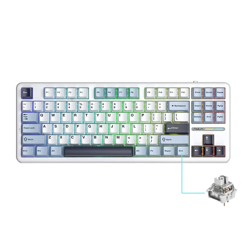 AULA F87 Pro Mechanical Keyboard – Tri-Mode Wireless RGB 87-Key