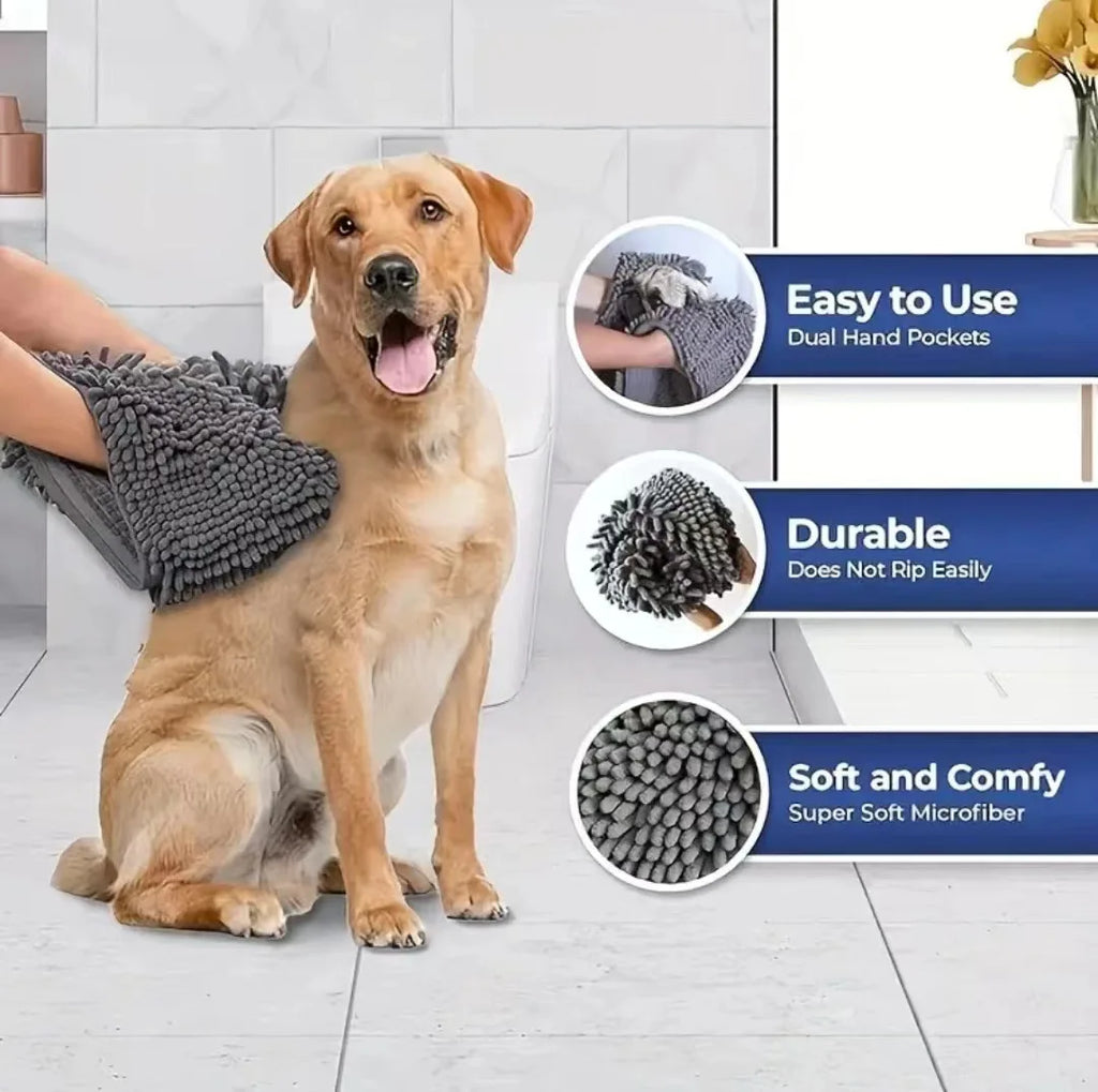 🛁🐾 Pet Absorbent Bath Towel – Quick-Drying Golden Hair Blanket