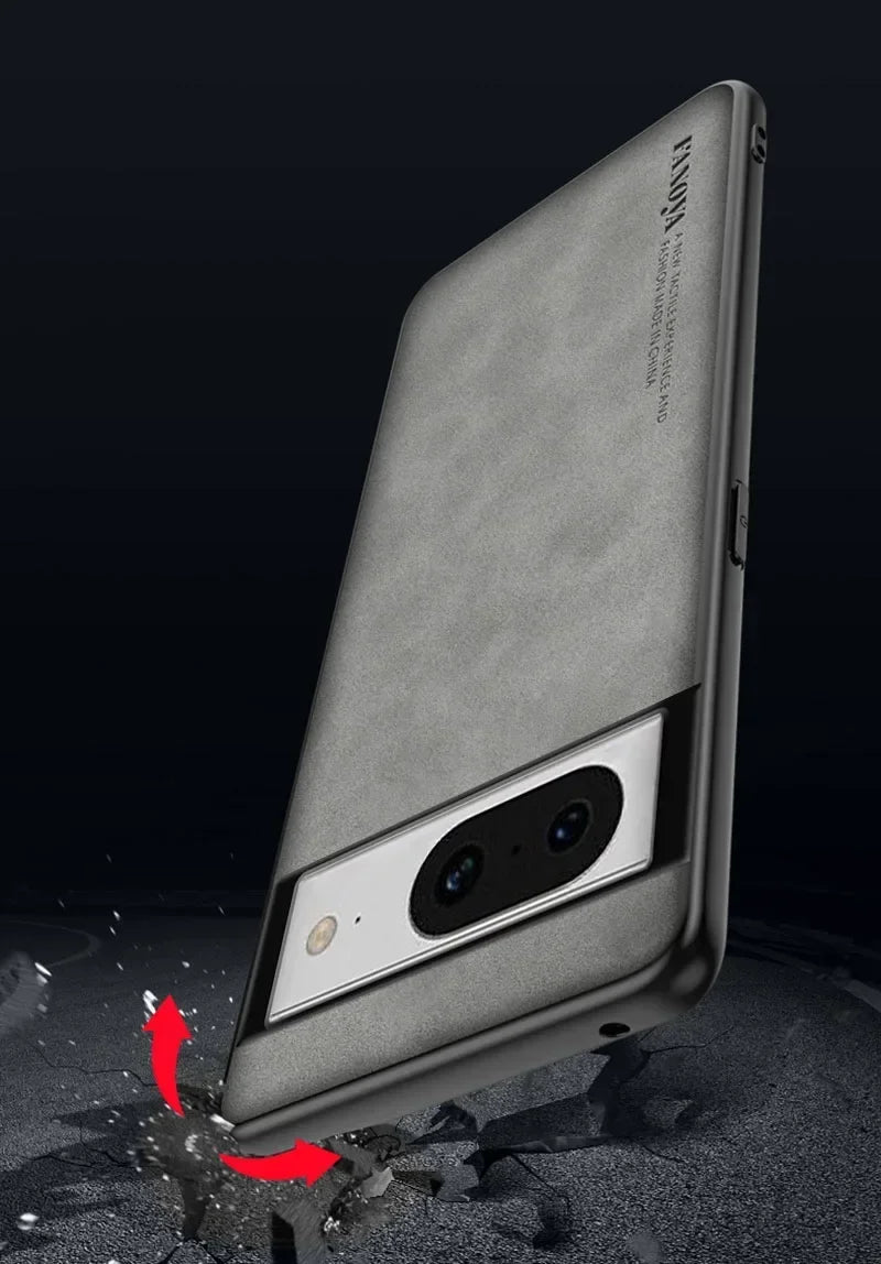 Sheepskin Leather Silicone Bumper Case for Google Pixel Series