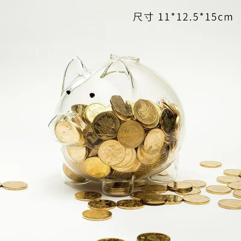 🐷✨ Glass Piggy Bank Clear Money Pot 💰 | Decorative Saving Pot & Lovely Money Box 🏡 | Cute Home Décor Gift for Kids & Adults